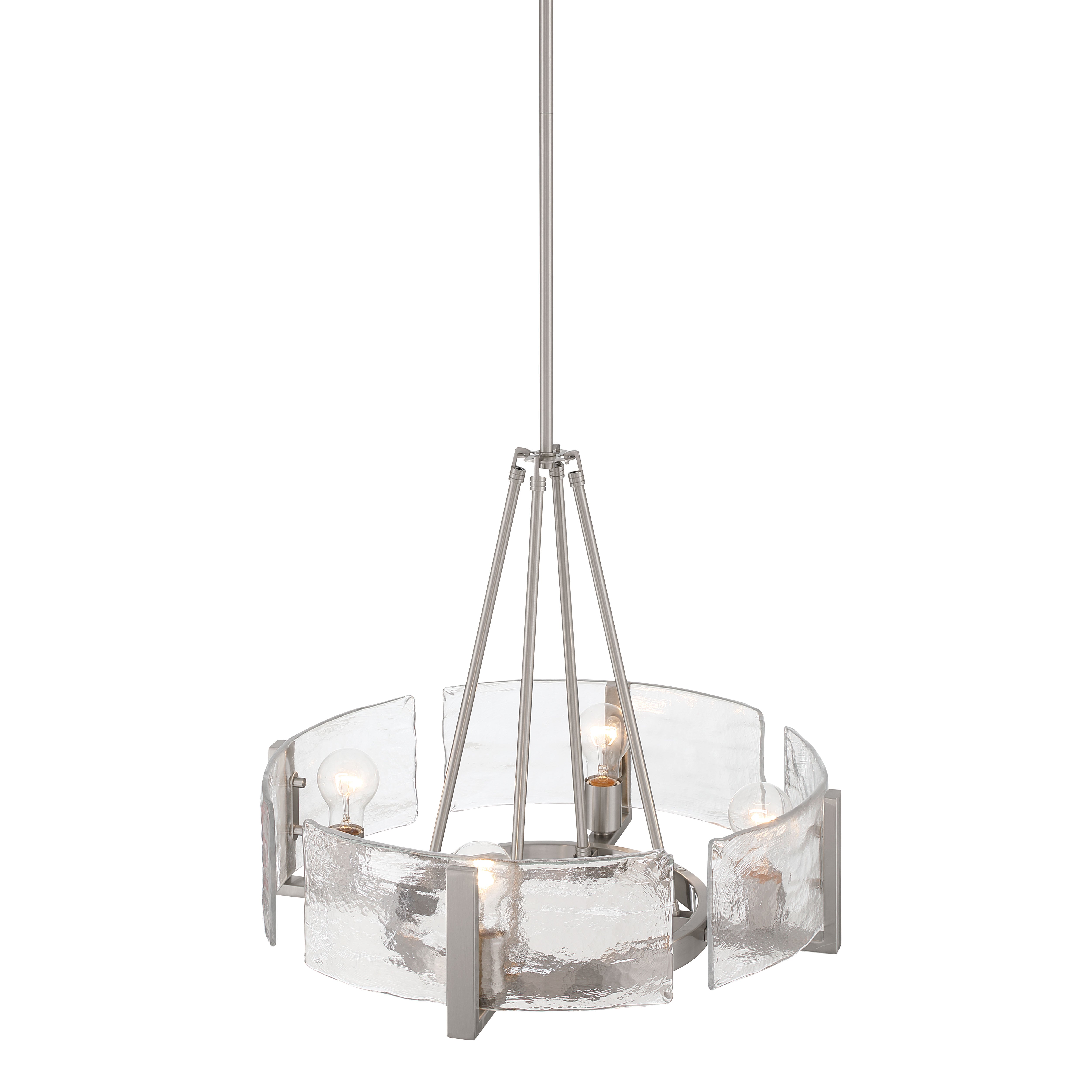 Aenon 4-Light Chandelier in Pewter with Hammered Water Glass - - Golden Lighting