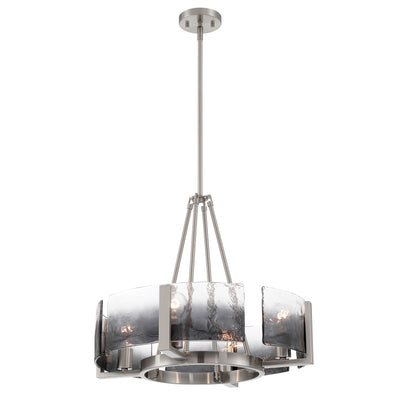 Aenon 4-Light Chandelier in Pewter with Smokey Water Glass - - Golden Lighting