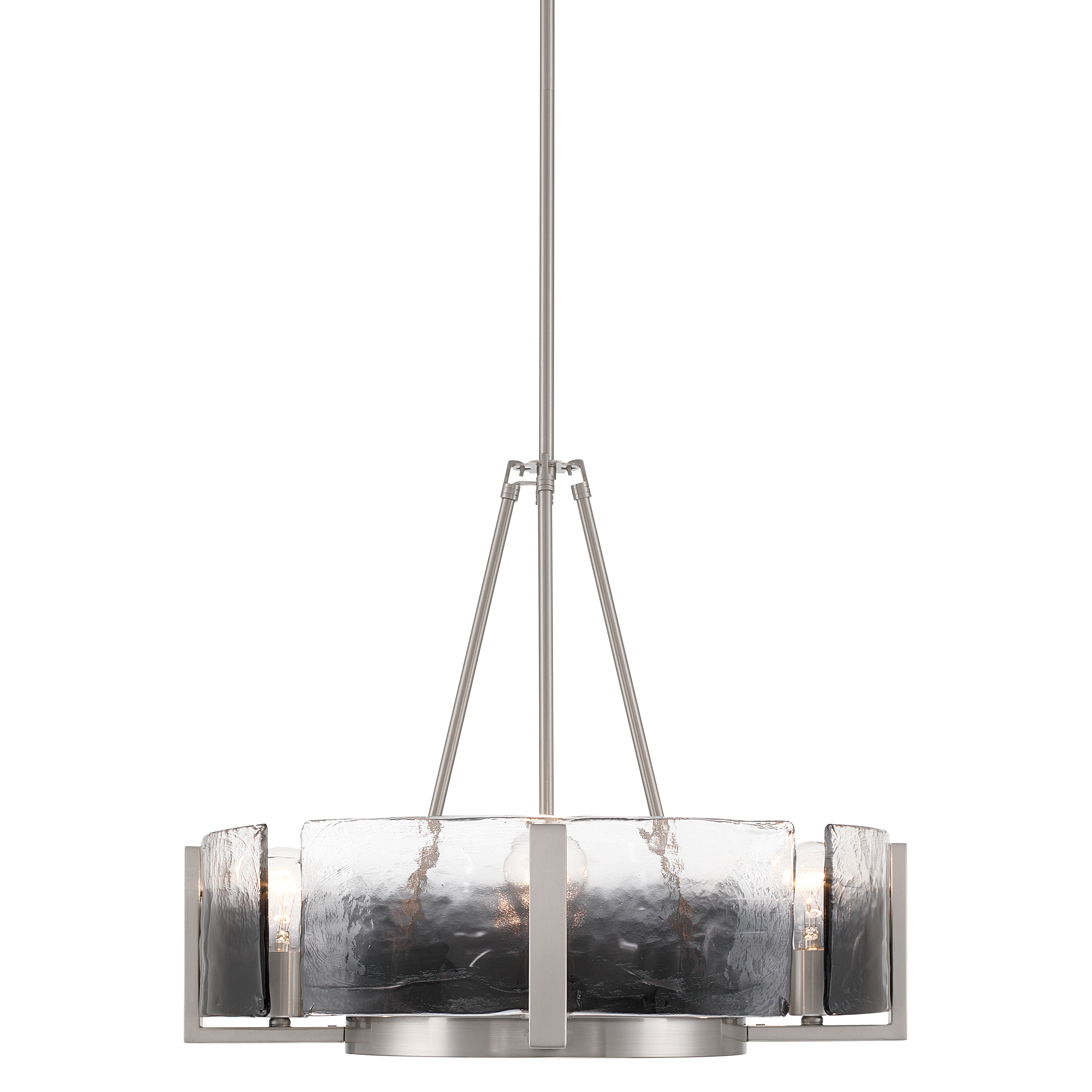 Aenon 4-Light Chandelier in Pewter with Smokey Water Glass - - Golden Lighting