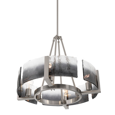 Aenon 4-Light Chandelier in Pewter with Smokey Water Glass - - Golden Lighting