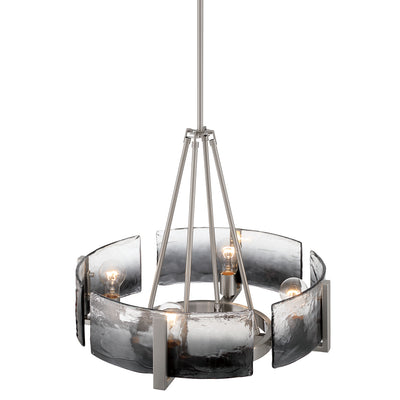 Aenon 4-Light Chandelier in Pewter with Smokey Water Glass - - Golden Lighting