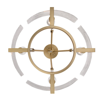 Aenon 4-light Semi-Flush Mount in Brushed Champagne Brass with Hammered Water Glass - - Golden Lighting