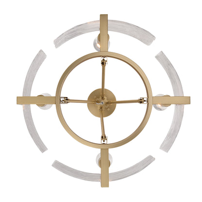 Aenon 4-light Semi-Flush Mount in Brushed Champagne Brass with Hammered Water Glass - - Golden Lighting