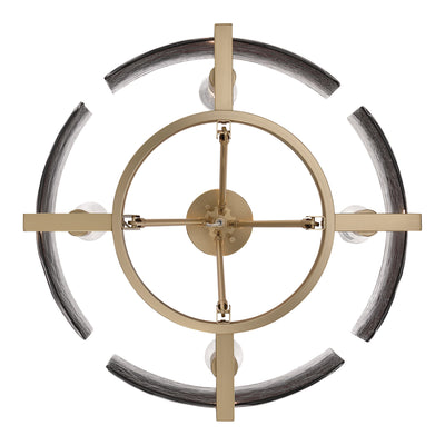 Aenon 4-light Semi-Flush Mount in Brushed Champagne Brass with Smokey Water Glass - - Golden Lighting