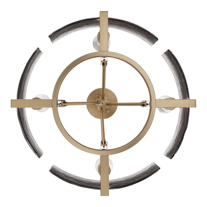 Aenon 4-light Semi-Flush Mount in Brushed Champagne Brass with Smokey Water Glass - - Golden Lighting