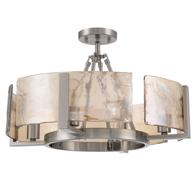 Aenon 4-light Semi-Flush Mount in Pewter with Amber Water Glass - - Golden Lighting