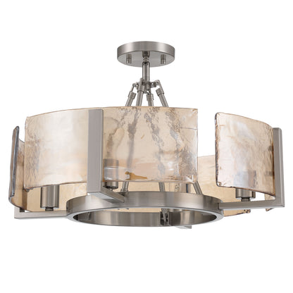 Aenon 4-light Semi-Flush Mount in Pewter with Amber Water Glass - - Golden Lighting