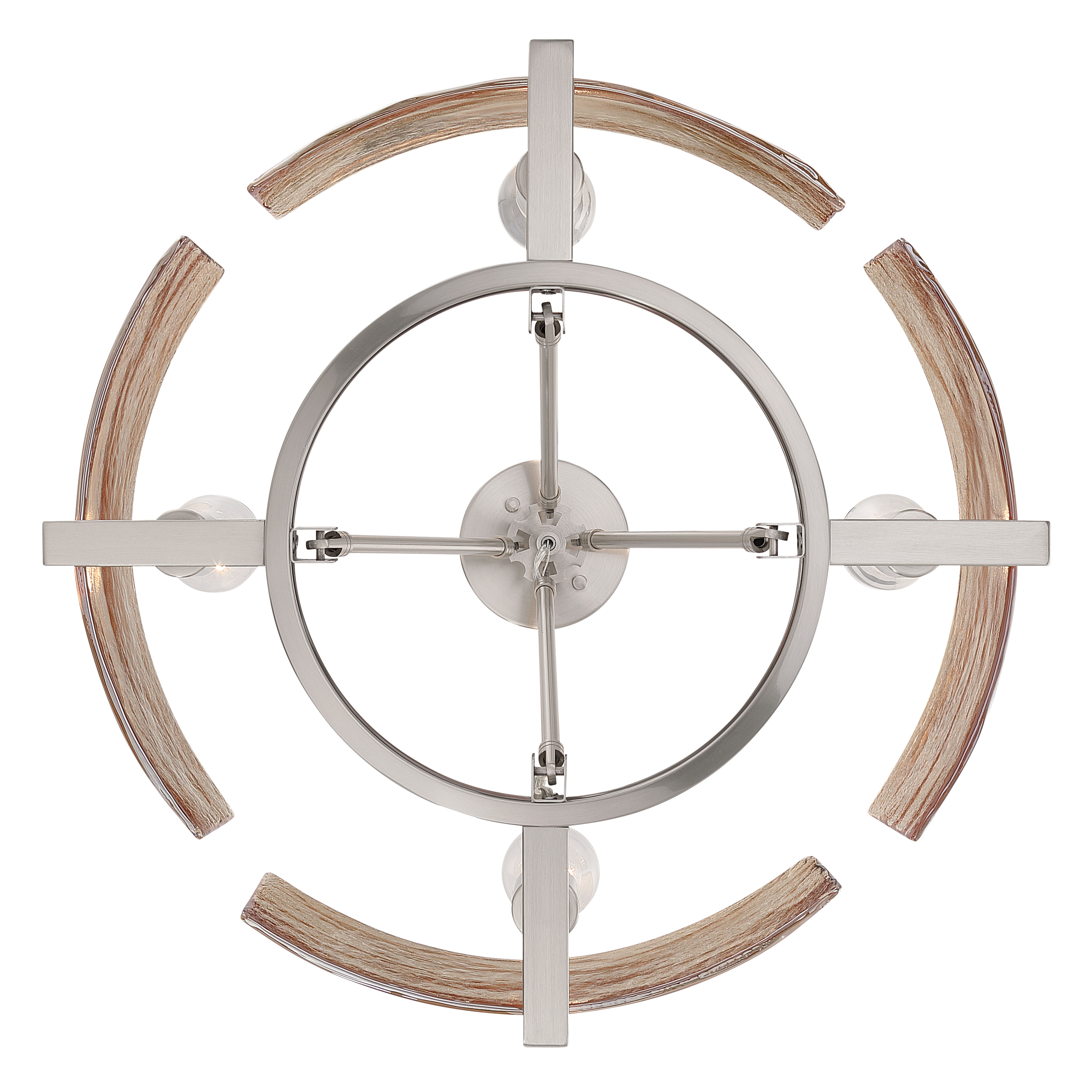 Aenon 4-light Semi-Flush Mount in Pewter with Amber Water Glass - - Golden Lighting