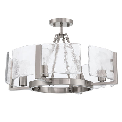 Aenon 4-light Semi-Flush Mount in Pewter with Hammered Water Glass - - Golden Lighting