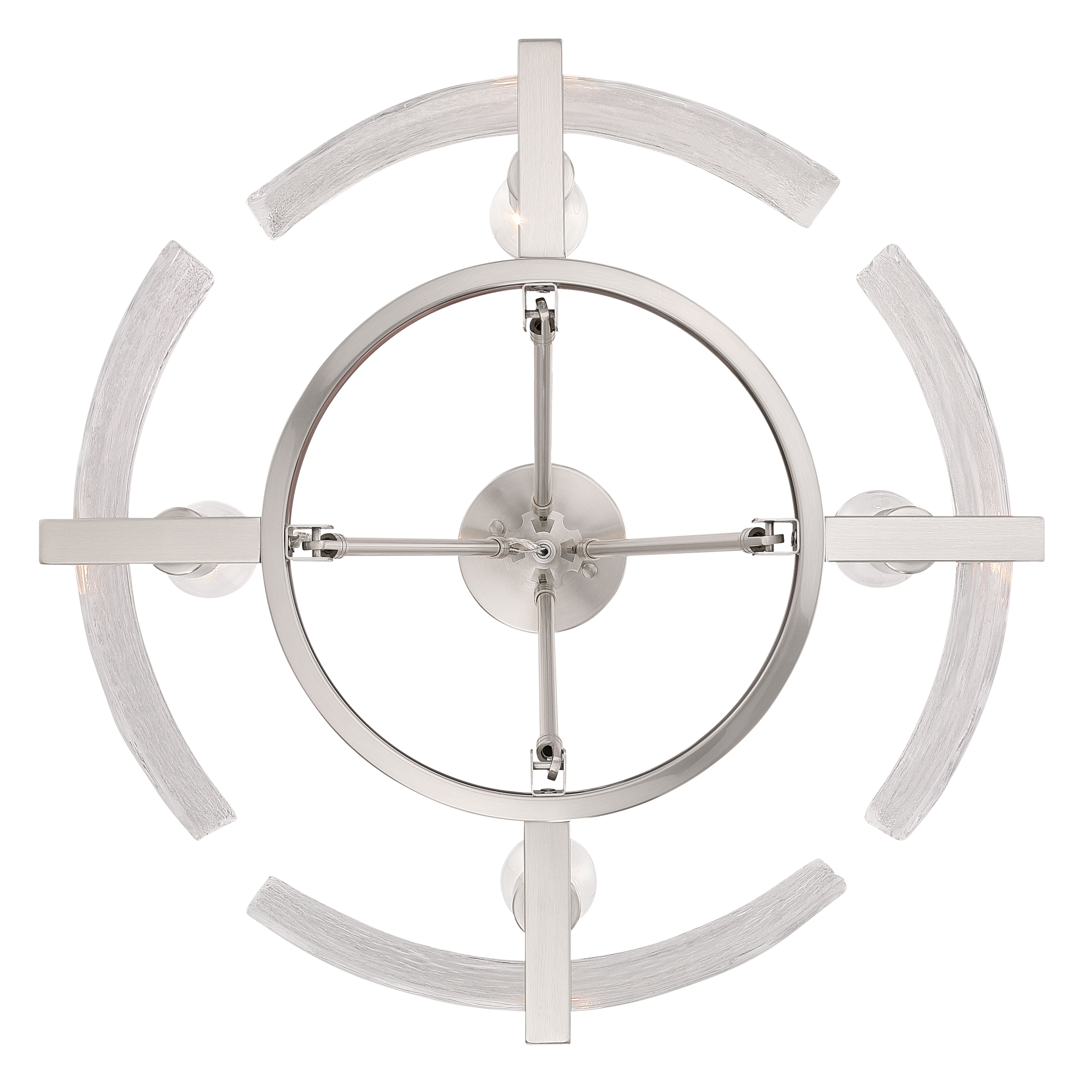 Aenon 4-light Semi-Flush Mount in Pewter with Hammered Water Glass - - Golden Lighting