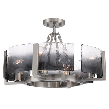 Aenon 4-light Semi-Flush Mount in Pewter with Smokey Water Glass - - Golden Lighting