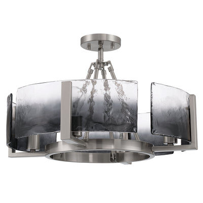 Aenon 4-light Semi-Flush Mount in Pewter with Smokey Water Glass - - Golden Lighting