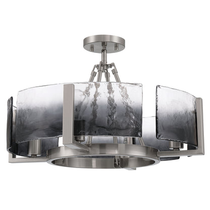 Aenon 4-light Semi-Flush Mount in Pewter with Smokey Water Glass - - Golden Lighting