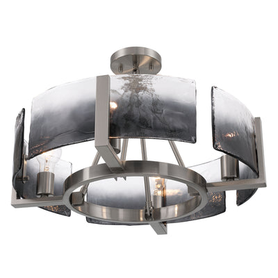 Aenon 4-light Semi-Flush Mount in Pewter with Smokey Water Glass - - Golden Lighting