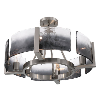 Aenon 4-light Semi-Flush Mount in Pewter with Smokey Water Glass - - Golden Lighting