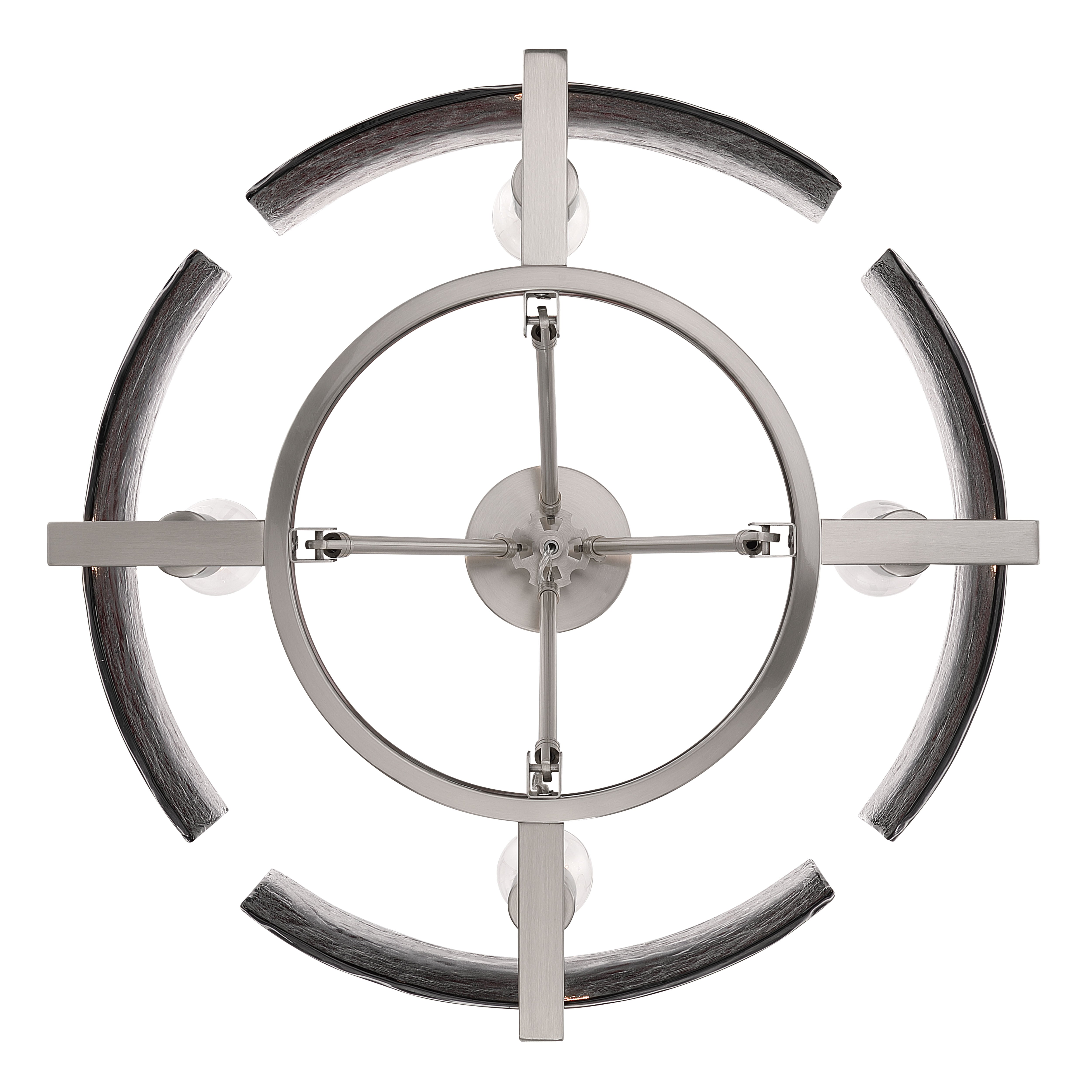 Aenon 4-light Semi-Flush Mount in Pewter with Smokey Water Glass - - Golden Lighting