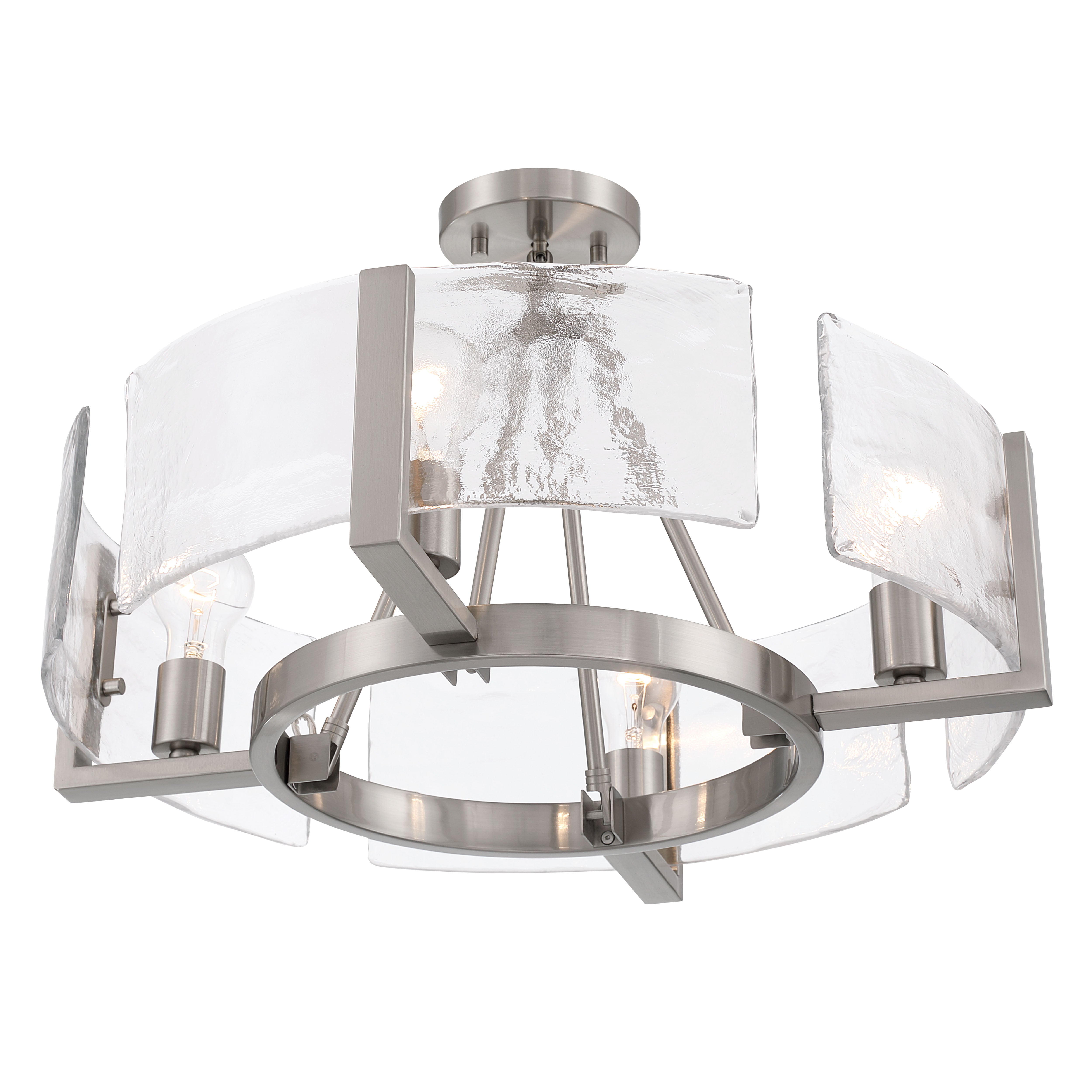 Yep by Golden Lighting Aenon 4-light Semi-Flush Mount in Pewter with Hammered Water Glass - - Golden Lighting