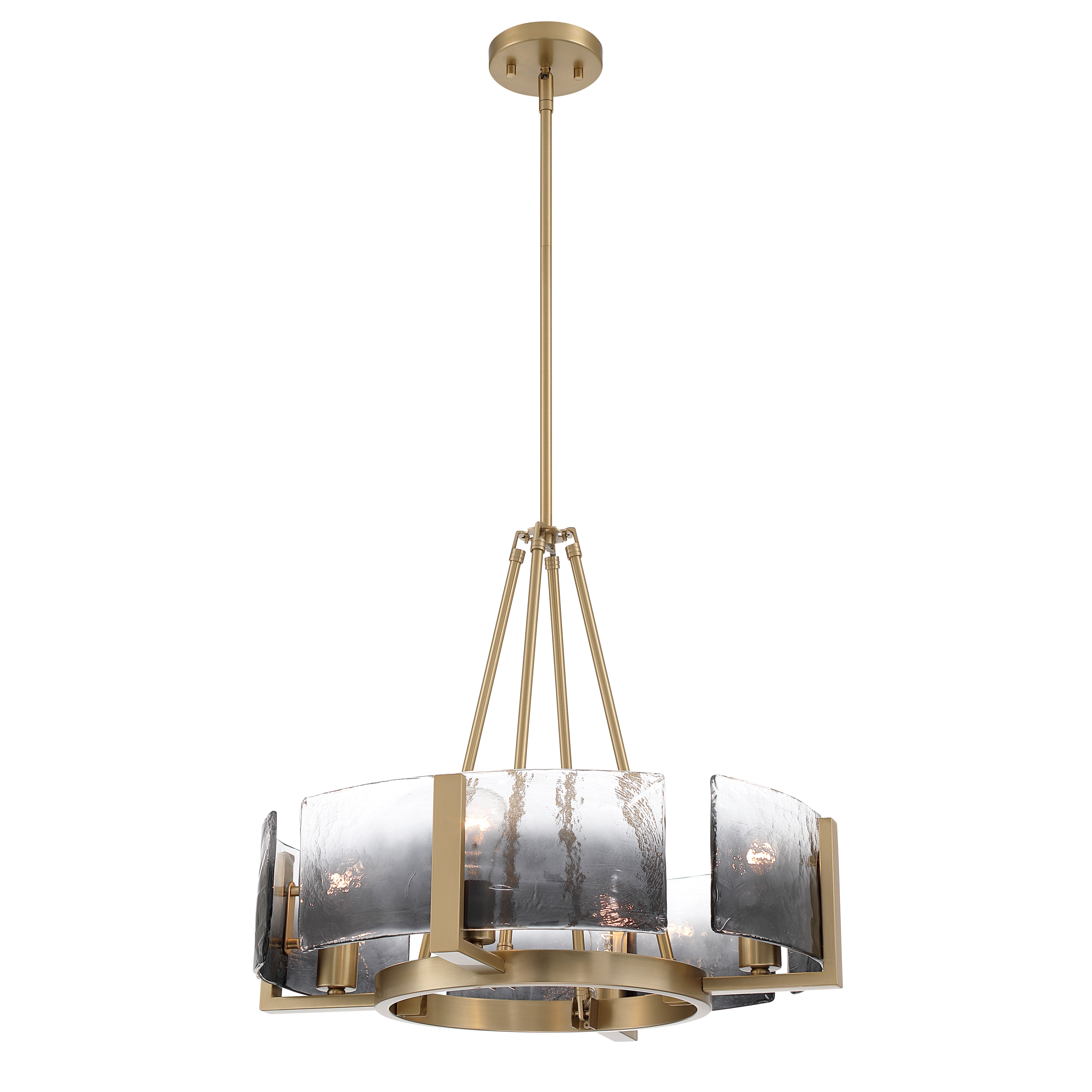 Yep by Golden Lighting Aenon 4-Light Chandelier in Brushed Champagne Brass with Smokey Water Glass