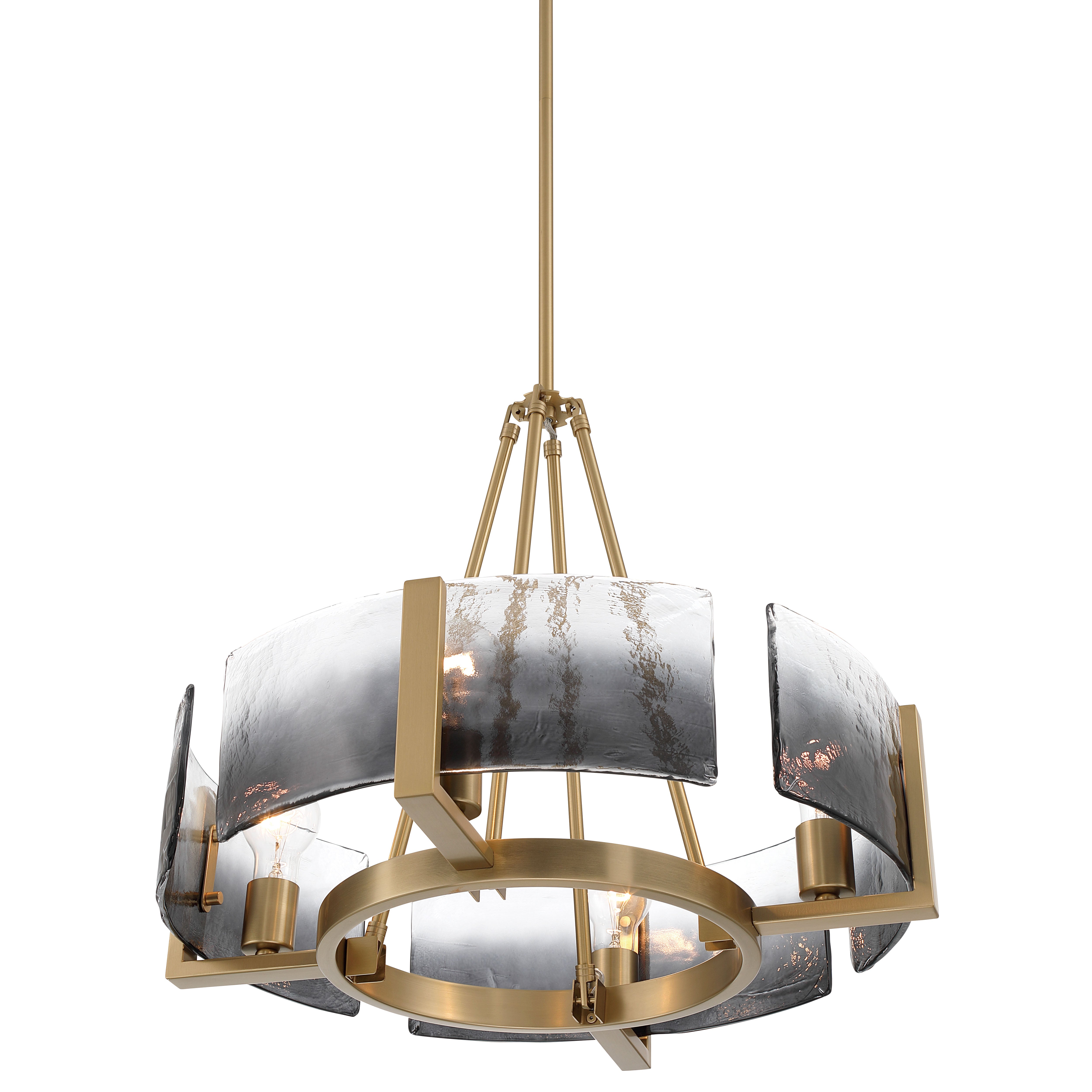 Yep by Golden Lighting Aenon 4-Light Chandelier in Brushed Champagne Brass with Smokey Water Glass