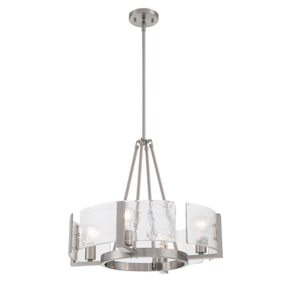 Yep by Golden Lighting Aenon 4-Light Chandelier in Pewter with Hammered Water Glass - - Golden Lighting