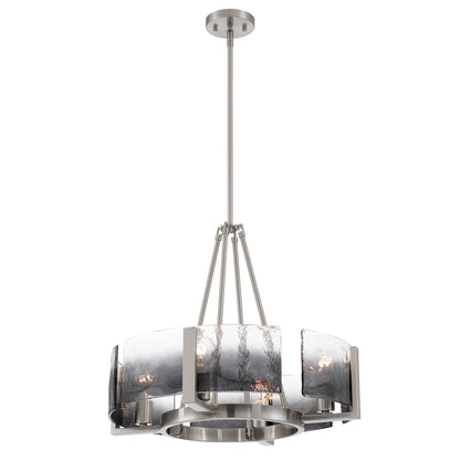 Yep by Golden Lighting Aenon 4-Light Chandelier in Pewter with Smokey Water Glass - - Golden Lighting