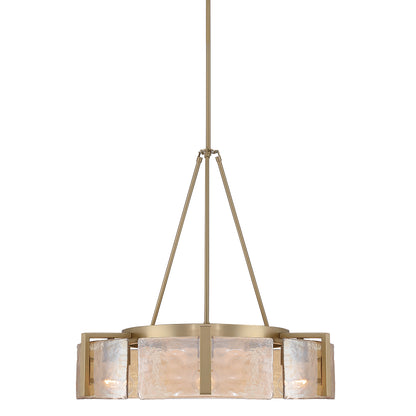 Aenon 6-light Chandelier in Brushed Champagne Brass with Amber Water Glass - - Golden Lighting
