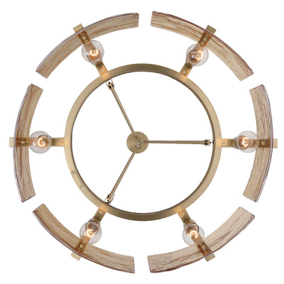 Aenon 6-light Chandelier in Brushed Champagne Brass with Amber Water Glass - - Golden Lighting