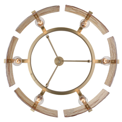 Aenon 6-light Chandelier in Brushed Champagne Brass with Amber Water Glass - - Golden Lighting