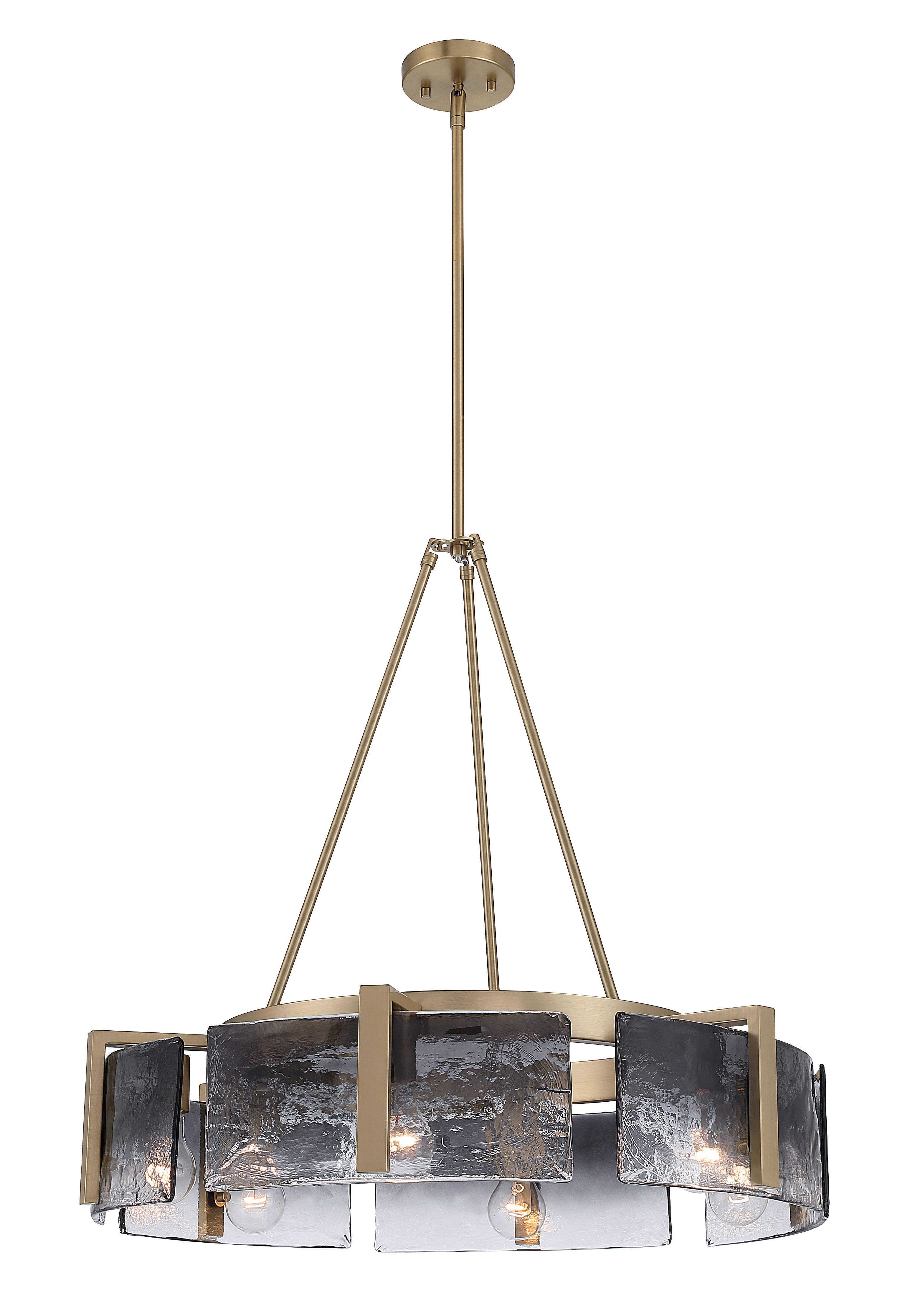 Aenon 6-light Chandelier in Brushed Champagne Brass with Smokey Water Glass - - Golden Lighting