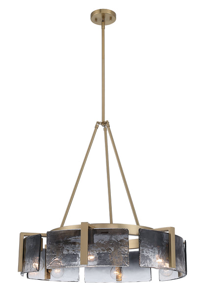 Aenon 6-light Chandelier in Brushed Champagne Brass with Smokey Water Glass - - Golden Lighting