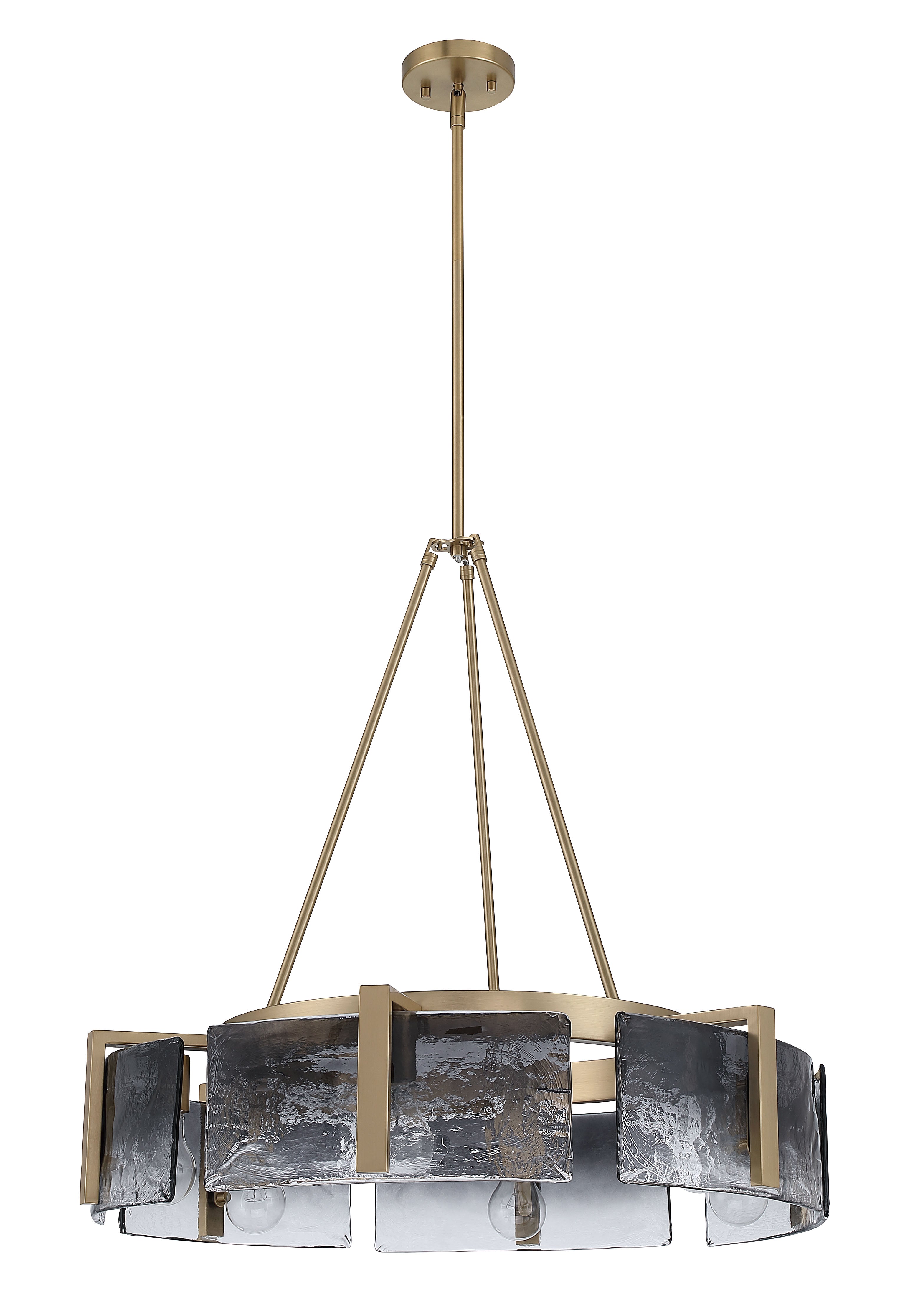 Aenon 6-light Chandelier in Brushed Champagne Brass with Smokey Water Glass - - Golden Lighting