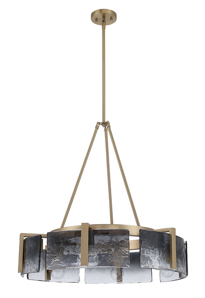 Aenon 6-light Chandelier in Brushed Champagne Brass with Smokey Water Glass - - Golden Lighting