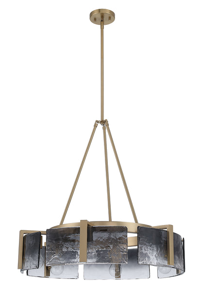 Aenon 6-light Chandelier in Brushed Champagne Brass with Smokey Water Glass - - Golden Lighting
