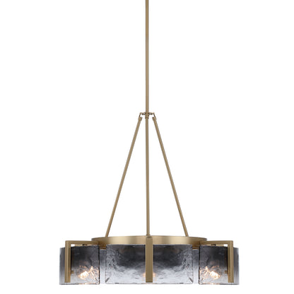 Aenon 6-light Chandelier in Brushed Champagne Brass with Smokey Water Glass - - Golden Lighting