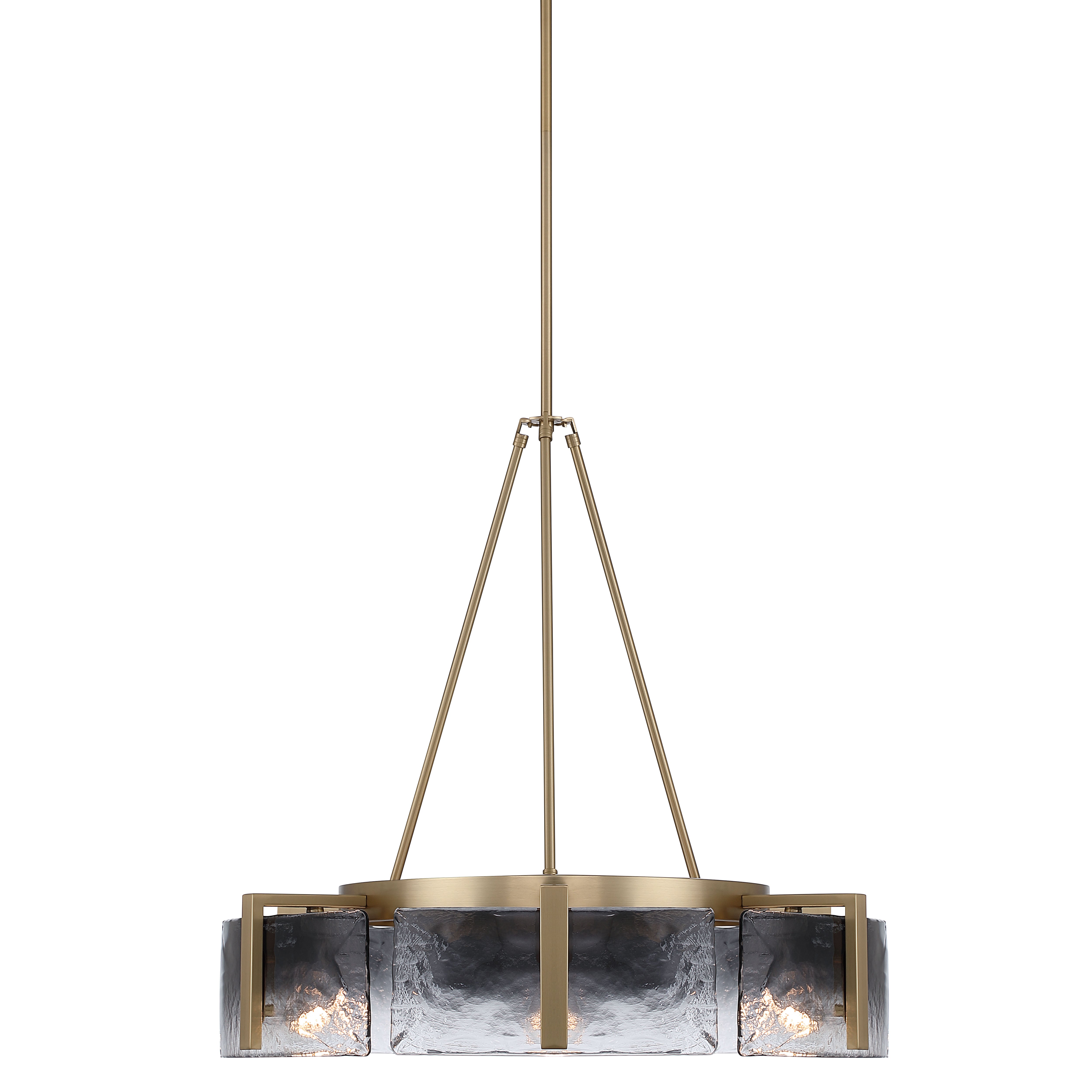 Aenon 6-light Chandelier in Brushed Champagne Brass with Smokey Water Glass - - Golden Lighting