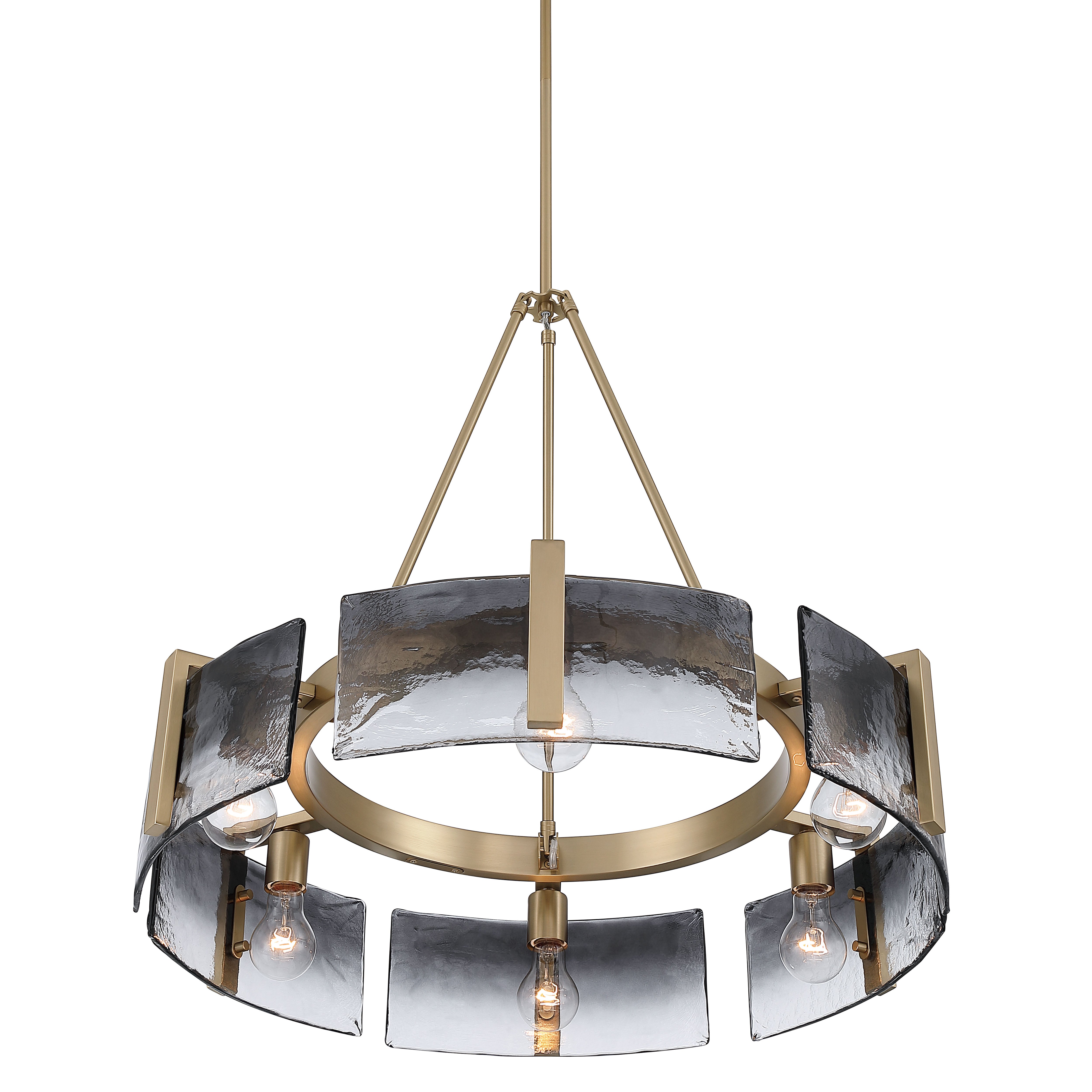 Aenon 6-light Chandelier in Brushed Champagne Brass with Smokey Water Glass - - Golden Lighting