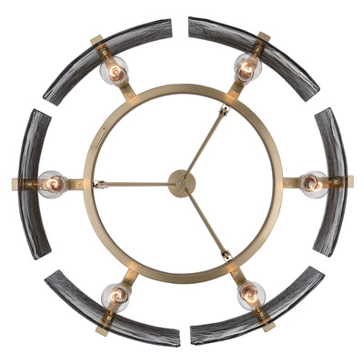 Aenon 6-light Chandelier in Brushed Champagne Brass with Smokey Water Glass - - Golden Lighting