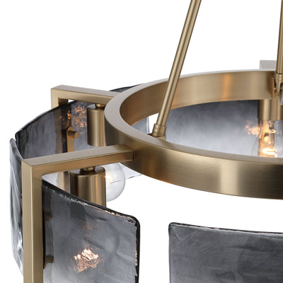 Aenon 6-light Chandelier in Brushed Champagne Brass with Smokey Water Glass - - Golden Lighting