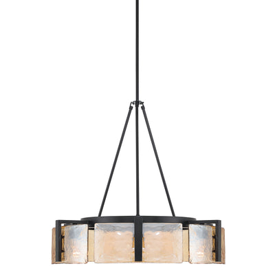 Aenon 6-light Chandelier in Matte Black with Amber Water Glass - - Golden Lighting