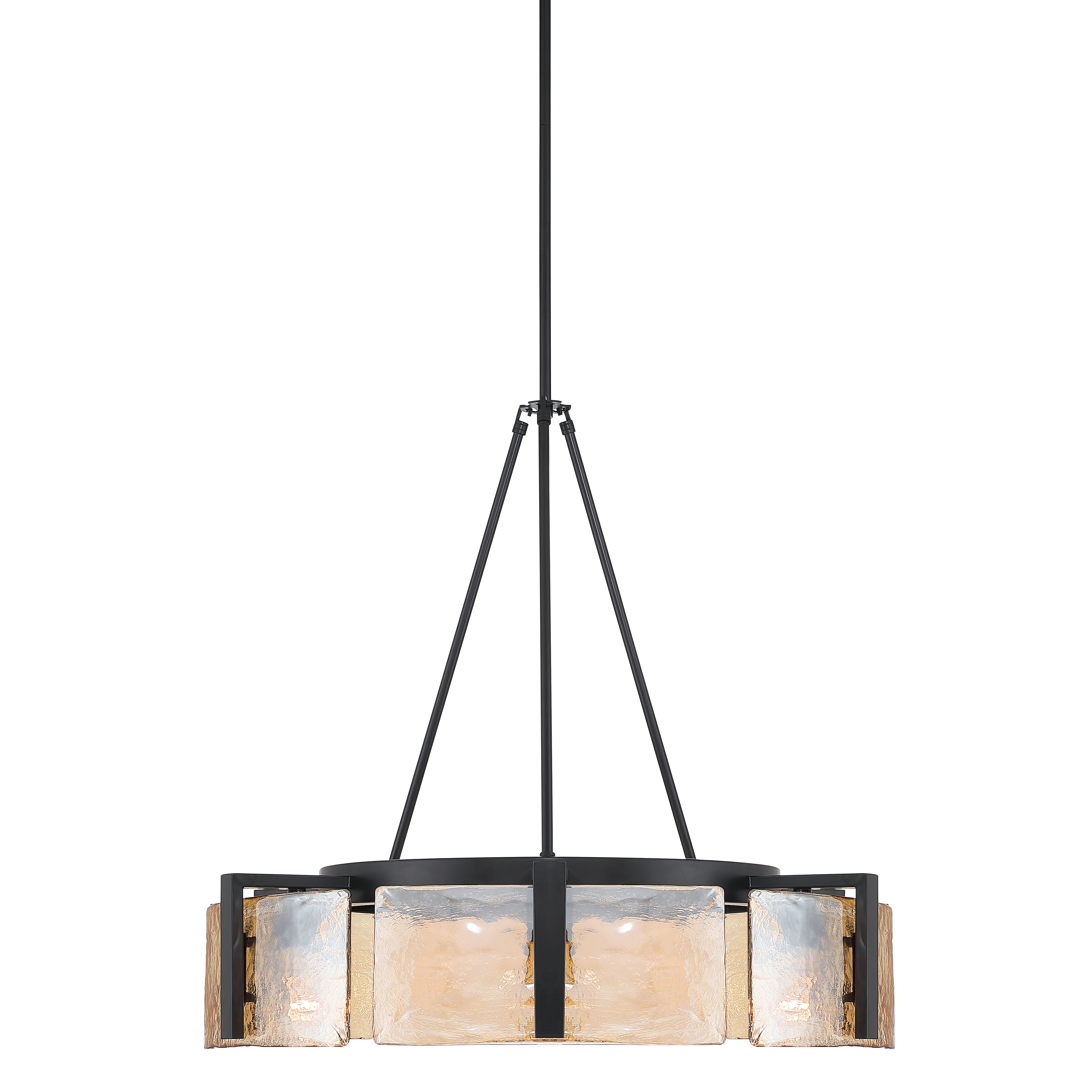 Aenon 6-light Chandelier in Matte Black with Amber Water Glass - - Golden Lighting