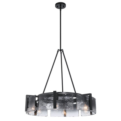 Aenon 6-light Chandelier in Matte Black with Smokey Water Glass - - Golden Lighting
