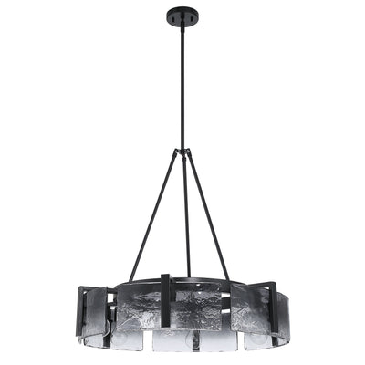 Aenon 6-light Chandelier in Matte Black with Smokey Water Glass - - Golden Lighting