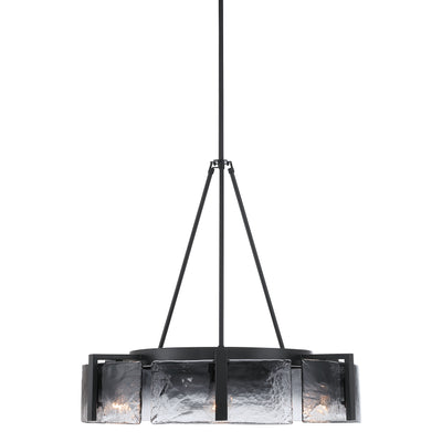 Aenon 6-light Chandelier in Matte Black with Smokey Water Glass - - Golden Lighting