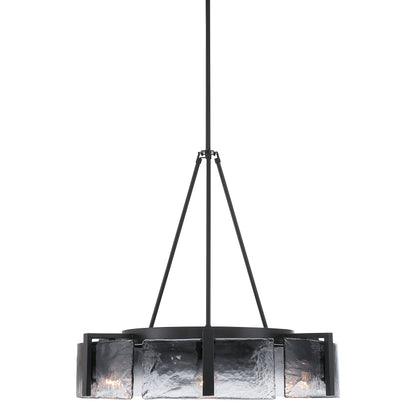 Aenon 6-light Chandelier in Matte Black with Smokey Water Glass