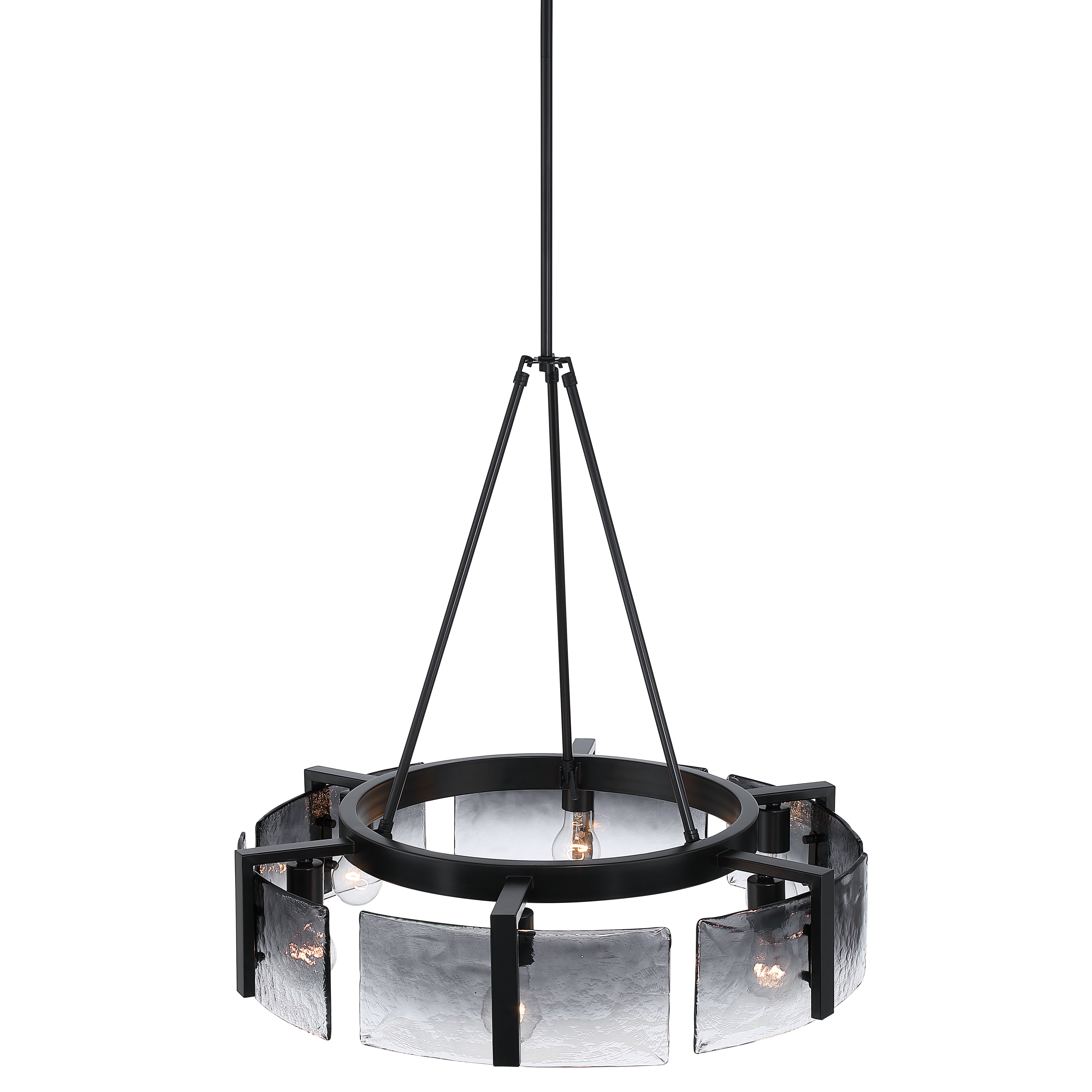 Aenon 6-light Chandelier in Matte Black with Smokey Water Glass