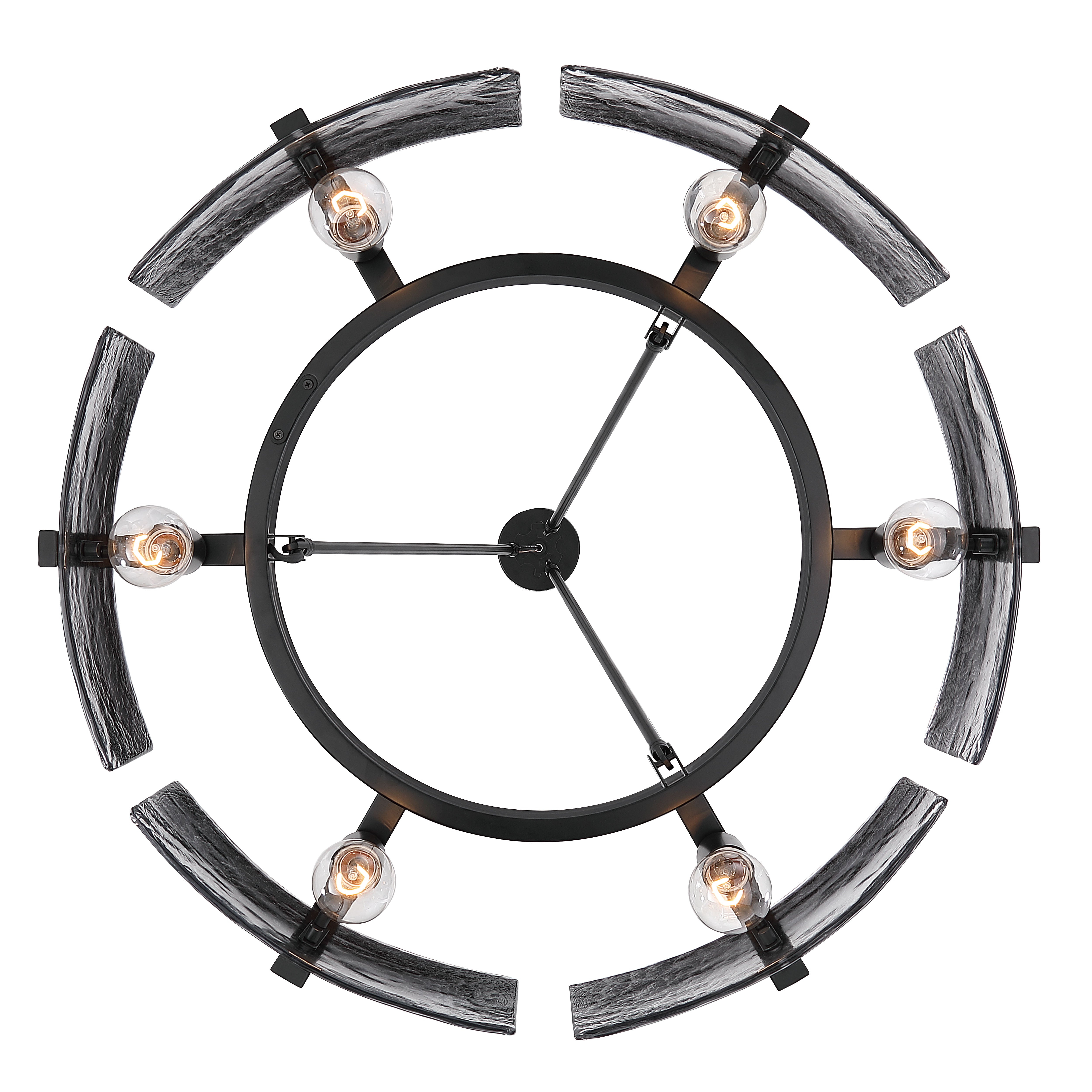Aenon 6-light Chandelier in Matte Black with Smokey Water Glass