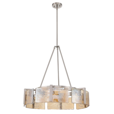 Aenon 6-light Chandelier in Pewter with Amber Water Glass - - Golden Lighting