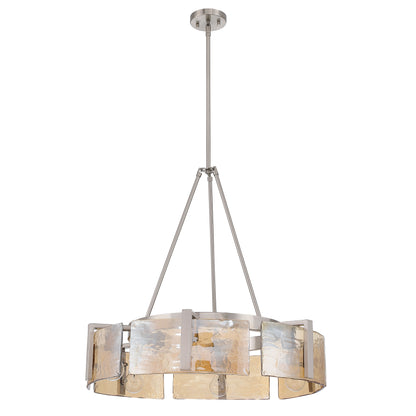 Aenon 6-light Chandelier in Pewter with Amber Water Glass - - Golden Lighting