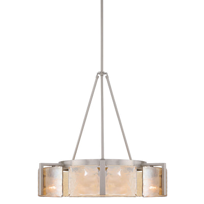 Aenon 6-light Chandelier in Pewter with Amber Water Glass - - Golden Lighting