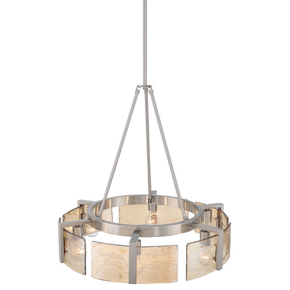 Aenon 6-light Chandelier in Pewter with Amber Water Glass - - Golden Lighting